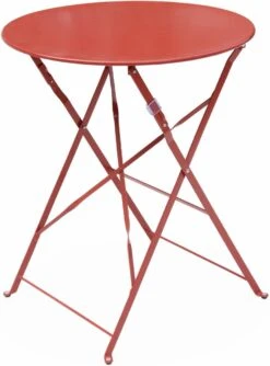 Emilia - Ronde Inklapbare Bistrotafel Ø60cm Van Gepoedercoat Staal – Terra Cotta -Fijne Tuinmeubelwinkel 887x1200 1