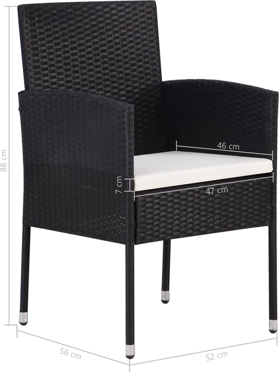 VidaXL 7-delige Tuinset Poly Rattan Zwart 5 VidaXL 7-delige Tuinset Poly Rattan Zwart - Afbeelding 5