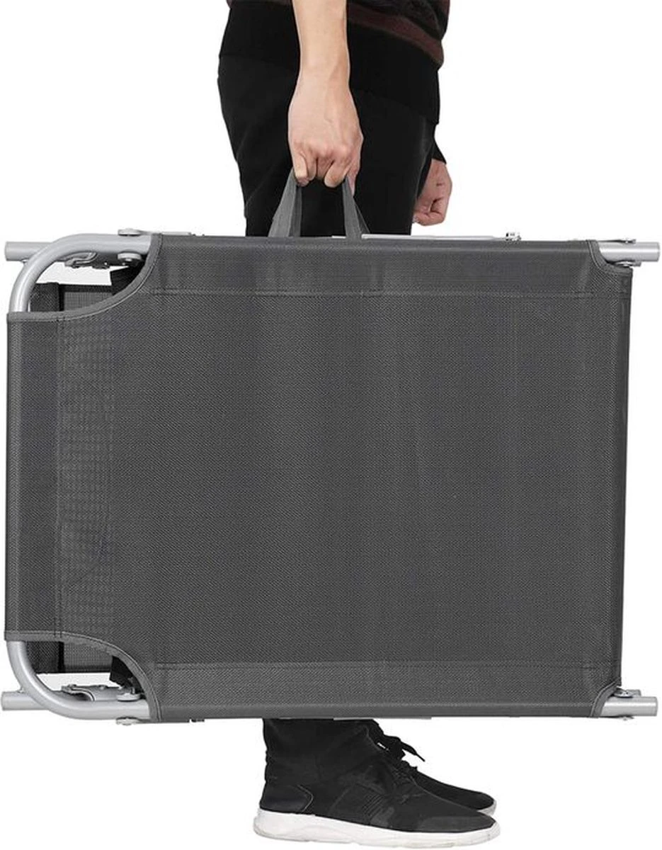 Ligstoel Met Hoofdsteun En Zon Bescherming Verstelbare Rugleuning Inklapbaar Donker Grijs Ligbed Tuin 4 Ligstoel Met Hoofdsteun En Zon Bescherming Verstelbare Rugleuning Inklapbaar Donker Grijs Ligbed Tuin - Afbeelding 4