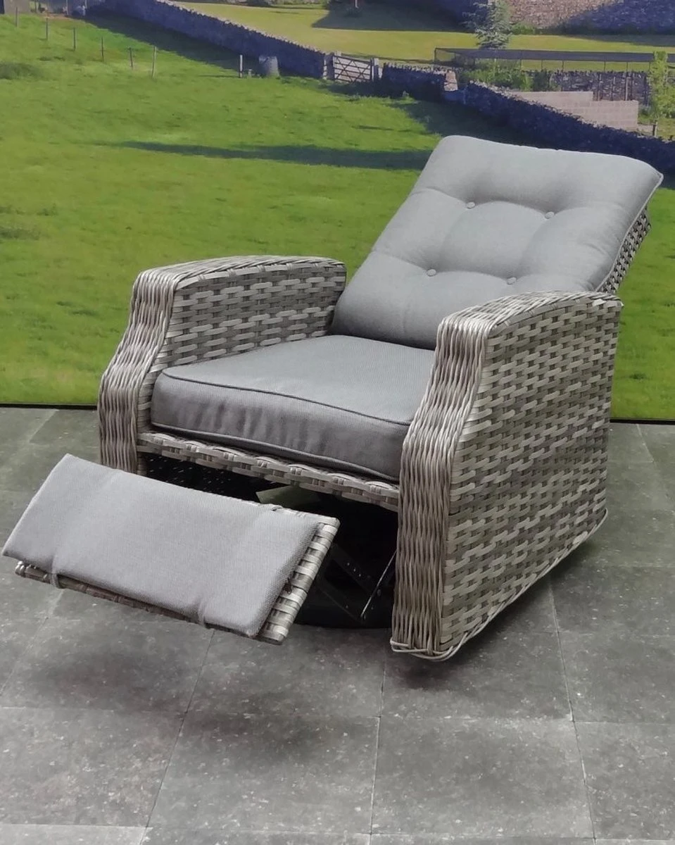 Kreta Lounge Tuinstoel Verstelbaar En Draaibaar Grijs 2 Kreta Lounge Tuinstoel Verstelbaar En Draaibaar Grijs - Afbeelding 2