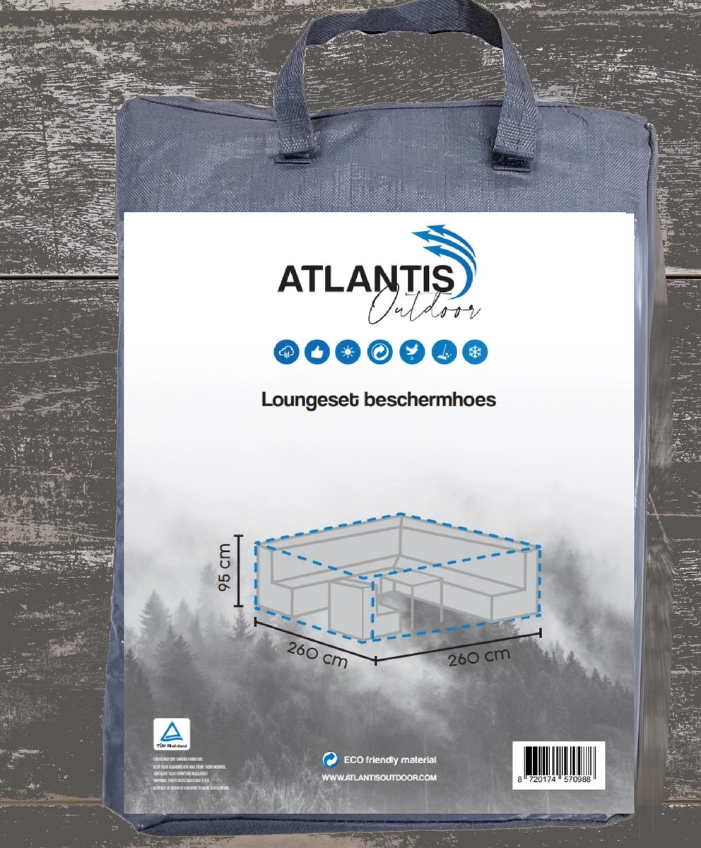 Weersbestendige Beschermhoes Loungeset / Tuinset (met Hoge Tafel) | 260 X 260 X 95 Cm | Premium | Waterproof | TÜV Rheinland Gecertificeerd | Hoes Voor Tuin | Waterdicht | Solution Dyed (verkleuring Onmogelijk) | Grijs / Antraciet 7 Weersbestendige Beschermhoes Loungeset / Tuinset (met Hoge Tafel) | 260 X 260 X 95 Cm | Premium | Waterproof | TÜV Rheinland Gecertificeerd | Hoes Voor Tuin | Waterdicht | Solution Dyed (verkleuring Onmogelijk) | Grijs / Antraciet - Afbeelding 7