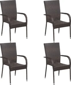 VidaXL 5-delige Tuinset Poly Rattan Bruin -Fijne Tuinmeubelwinkel 995x1200